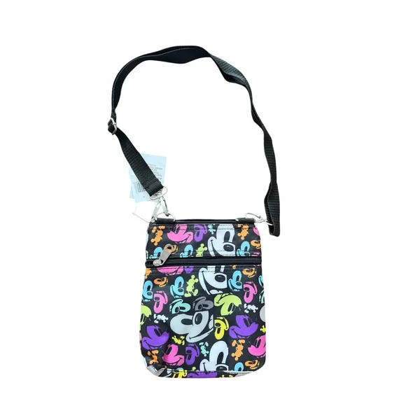 NWT Disney Parks Multi Color Neon Mickey Mouse Crossbody Nylon Zip Bag - Image 2