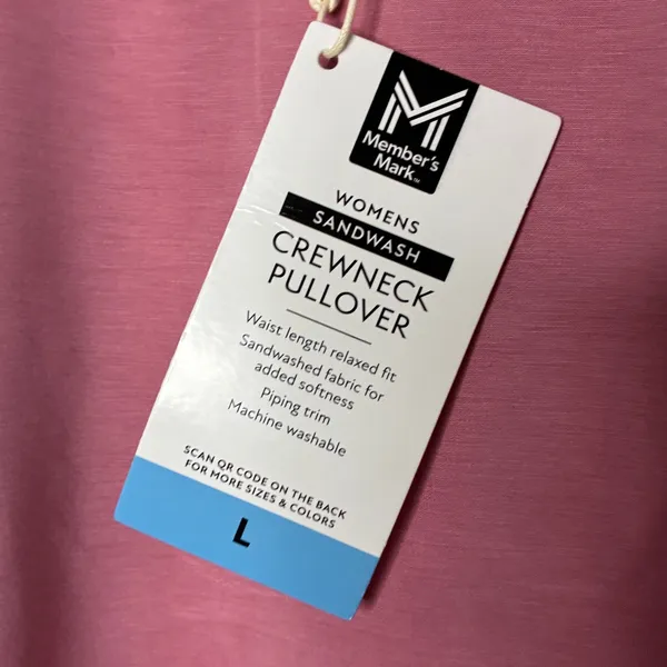 Member's Mark Pink Sandwash Athleisure Crewneck Pullover NWT Womens Large - Image 3