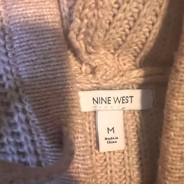 NINE WEST Pink Knit Hoodie Sweater Women's Size‎ M Balloon Sleeve Cozy - Image 2