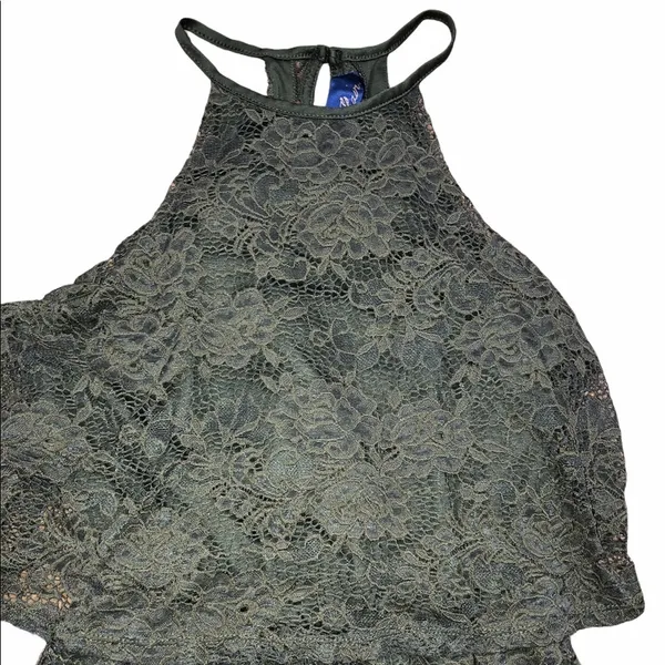Blue Rain size medium olive green flirty romper - Image 2