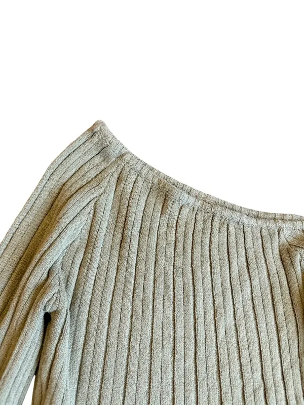 Princess Polly Green Ribbed Off-Shoulder Sweater Pullover Stretch Ribbed Size 4 - Image 8