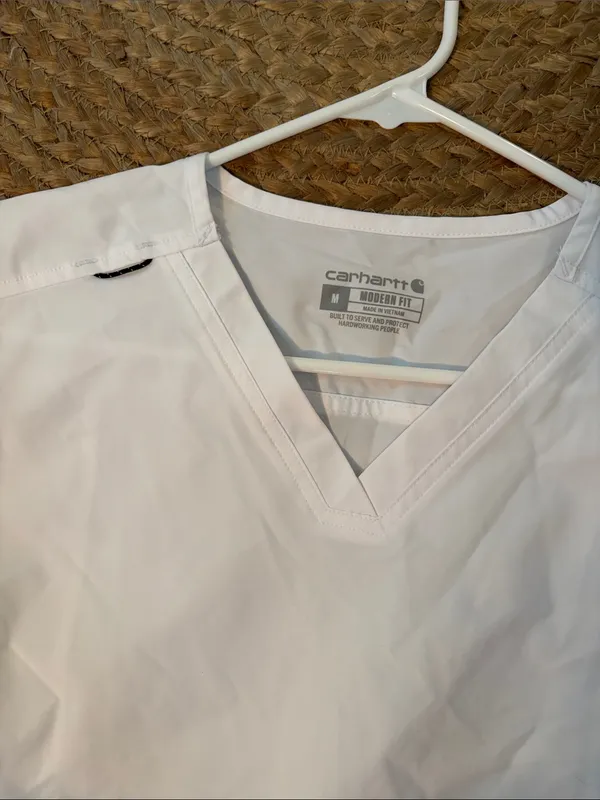 Carhartt White Women's V-Neck Medical Scrub Top - Image 2