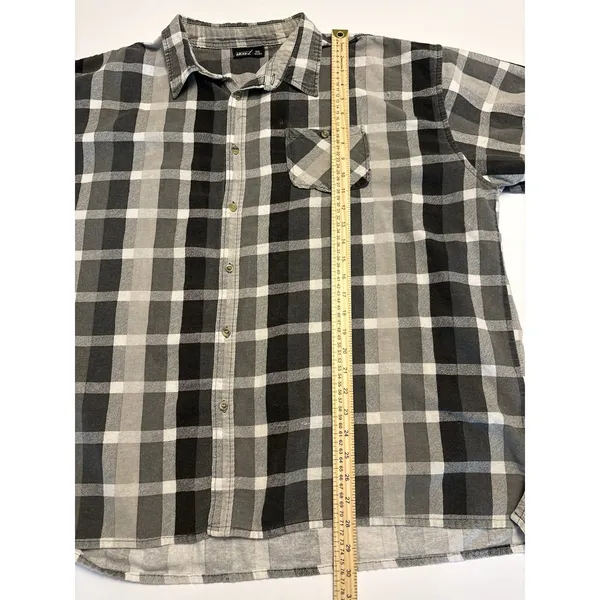 OKAY Button Up Shirt Women 6XL Gray Plaid Oversized Short Sleeve Casual - Image 11