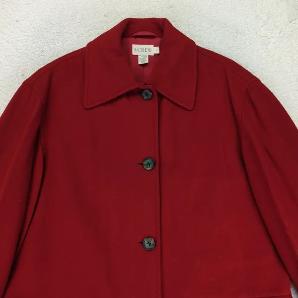 J Crew Classic‎ Red Wool Blend Button Front Coat Jacket Size Small - Image 8