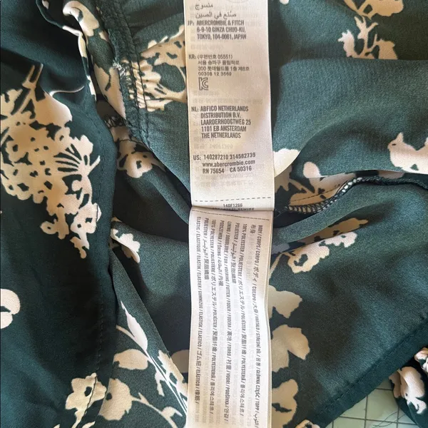 Abercrombie & Fitch Dark Green Floral Square-Neck Peplum Blouse - Image 8