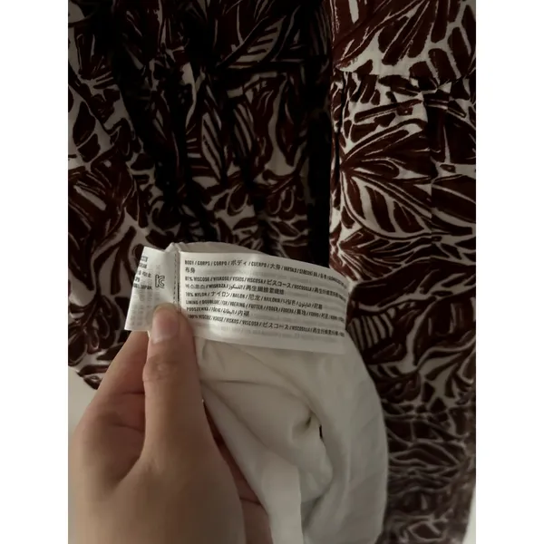 Abercrombie & Fitch Brown White Floral Trapeze Midi Sun Dress NWT Size M - Image 5