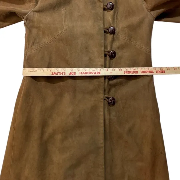 Vintage 60’s Leather Jacket Coat Brown Small Suede Leather Buttons Lined Collar - Image 5