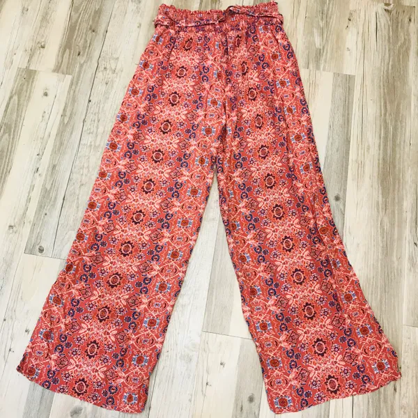 NWT Boutique Boho wide leg floral tie pants sz Large - Image 3