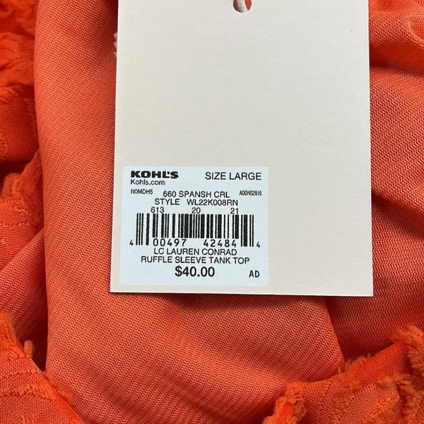LC Lauren Conrad NWT Coral Ruffled Sleeve Square Neck Cross Back Top - Image 10