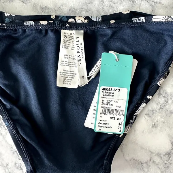 Seafolly Splendour Tie Side Hipster Bikini Bottom Indigo - Image 8