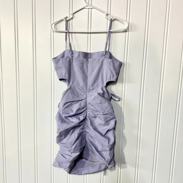 PRETTYLITTLETHING Dress Women‎ Size 4 Purple Crutched Ruffled Cutout Mini Strap - Image 3