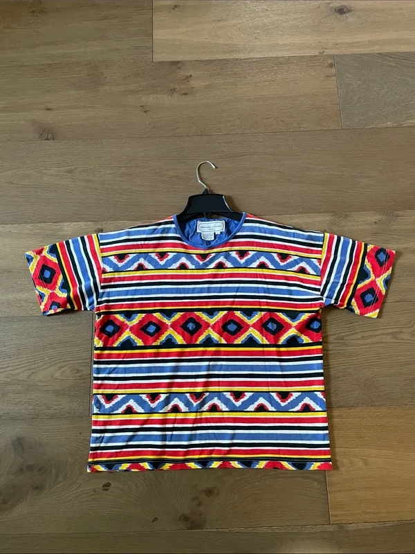 RARE Adrienne Vittadini Sport T-shirt Vibrant Multi Geometric Striped Aztec L - Image 5