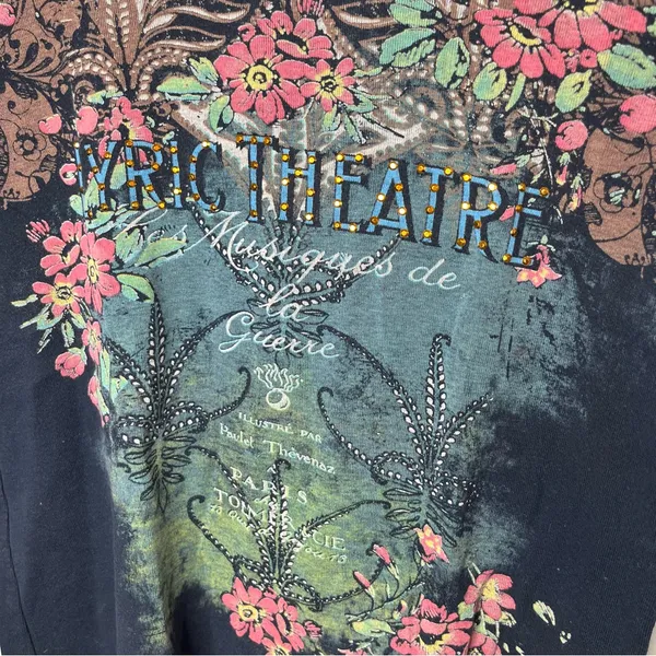 Y2K Vintage Skinny Minnie Black Lyric Theater Graphic Baby Tee Americana - Image 5