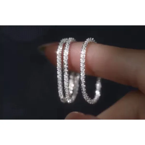 NEW Dainty‎ Diamond Cut White Gold Plated Silver Bendy Ring, Size 5 - Image 14