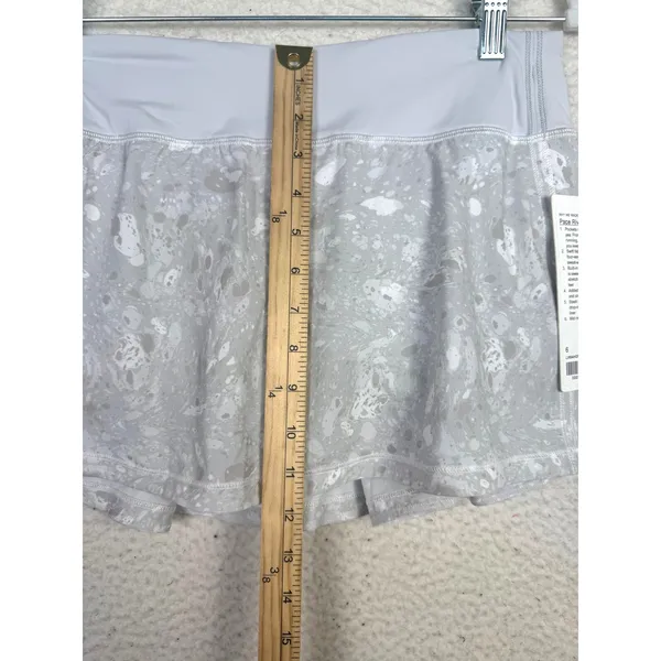 NWT! Lululemon Pace Rival MR Skirt Terrazzo Marble Silver Ice Size 6 Athleisure - Image 7