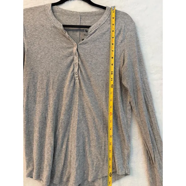 Aerie‎ Womens Gray Ribbed Long Sleeve Henley Top Size Large Heather Gray Shirt - Image 5