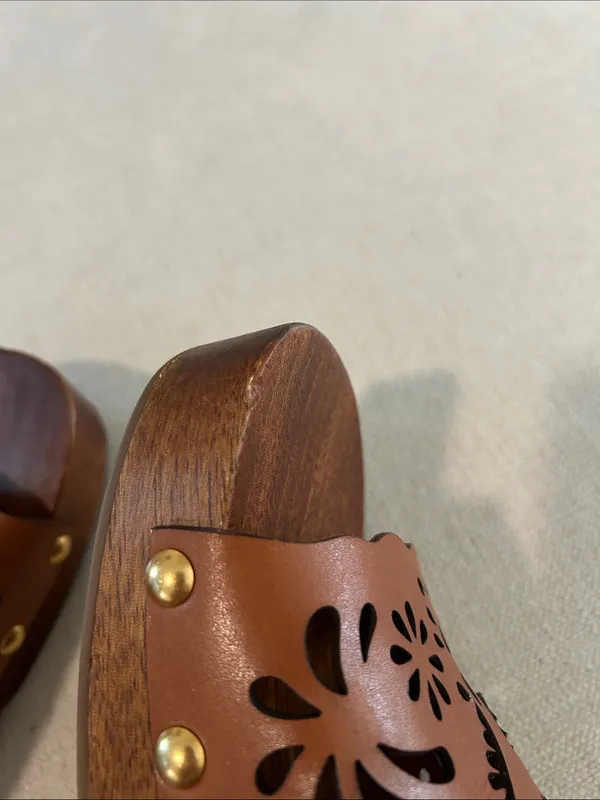 FARM RIO Brown Lace Leather Clog, Size 9, NWOT - Image 13