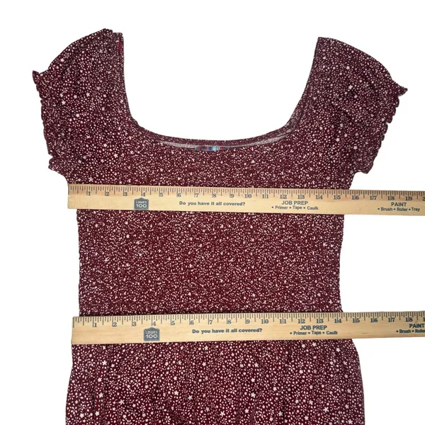 Urban Outfitters Large Rust Red Floral Smocked Dress Puff Sleeves Midi Maxi - Image 11
