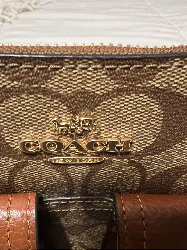 Coach Brown Signature Canvas Crossbody with Coin Pouch - Image 3