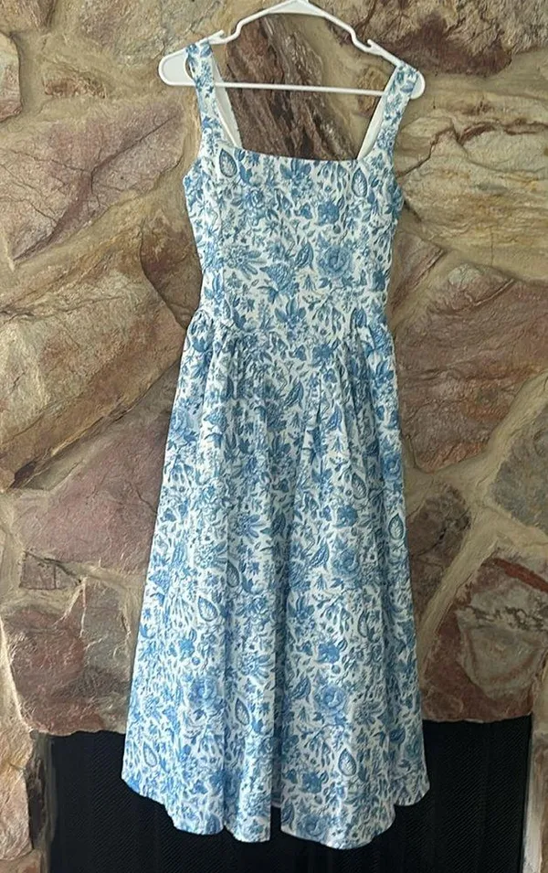 Commense Square-Neck Printed Dress With Pockets size xs - Image 3