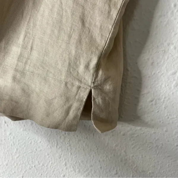 Quince 100% Linen Button Down Top in Tan Size Small - Image 6