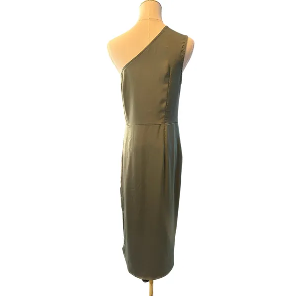Pretty Garden One Shoulder Sage Green Dress. Size Medium - Image 2