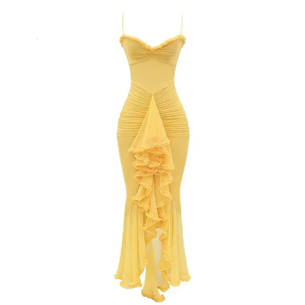 💛TIANMI Mesh Slip Ruffle Maxi Dress💛 ~M NWT - Image 2