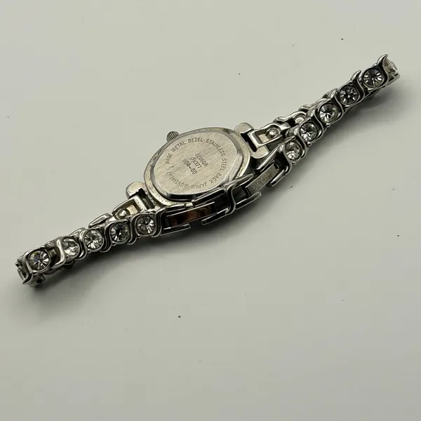 Women’s Silver-tone Watch Oval Dial with Crystals on the Band Working - Image 5