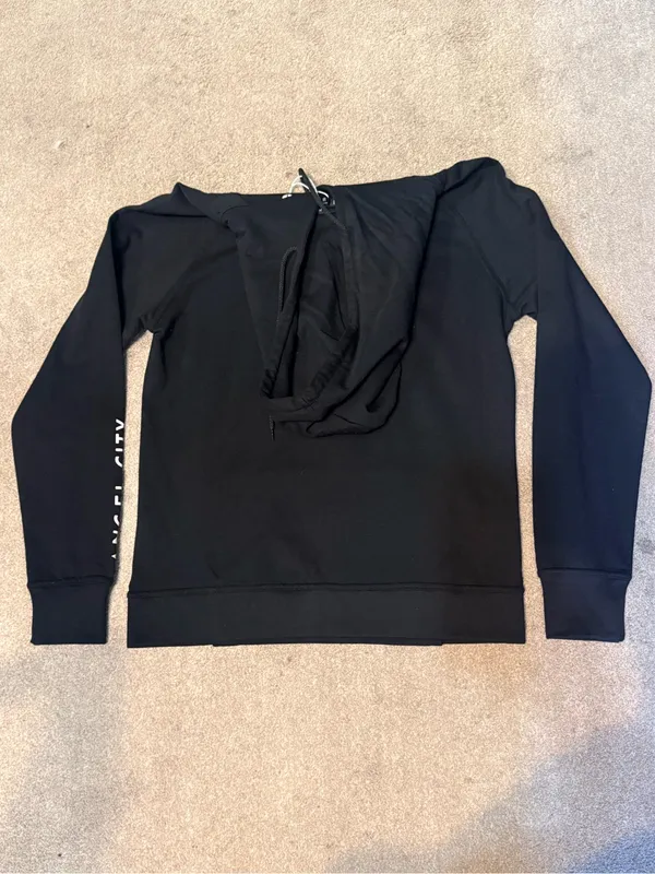 Angel City FC Black All Over Logo Hoodie Sweatshirt Size M - Image 2