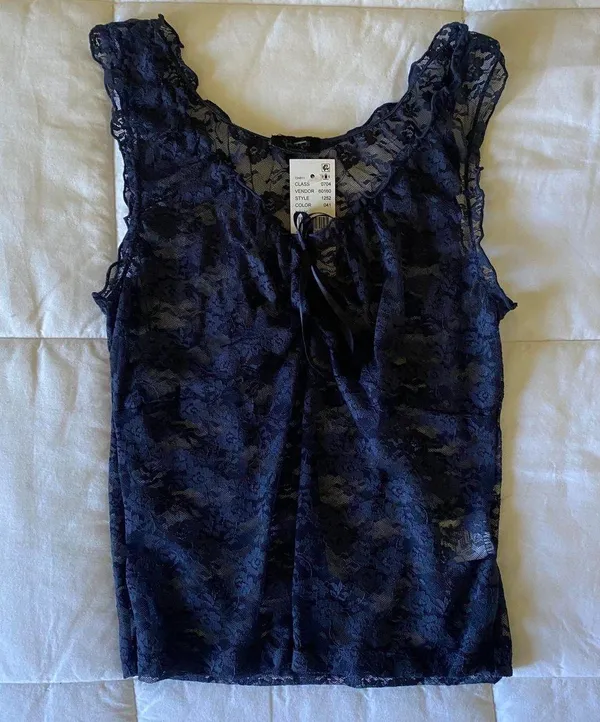 Brandy Melville John Galt Navy Lace Malena Top one size NWT - Image 2