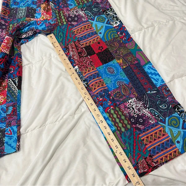 Incredible Retro Boho Multicolor Dopamine Dressing Patchwork 1970s Overalls Red Size M - Image 9