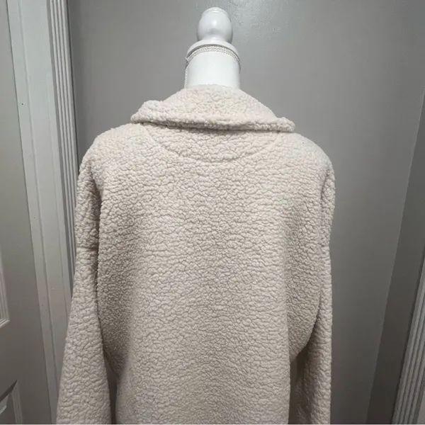 Aerie Sherpa half button sweater with pockets women's size large oversized fit - Image 12