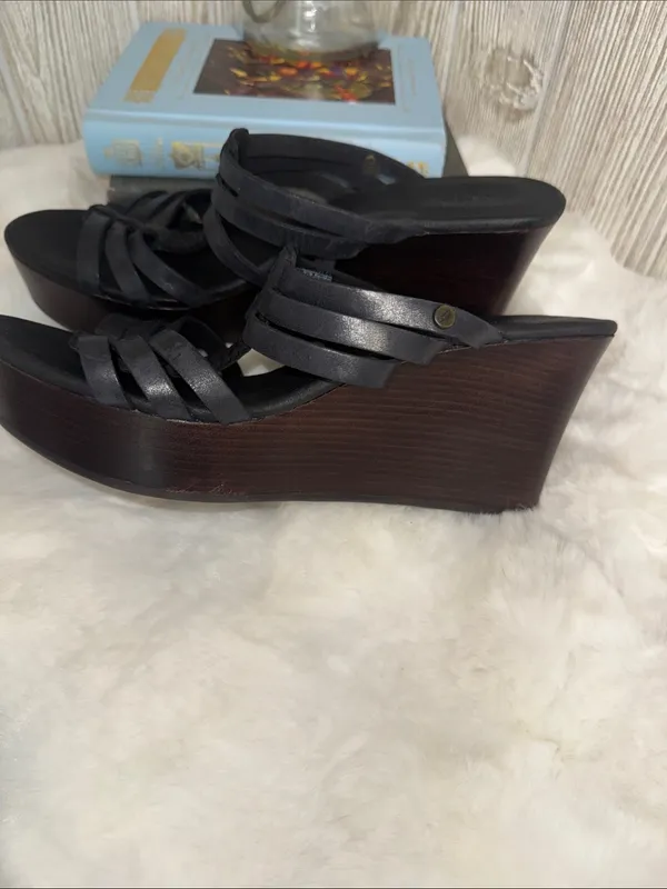 UGG Black Multi-Strap Leather Slide Sandals - Image 5