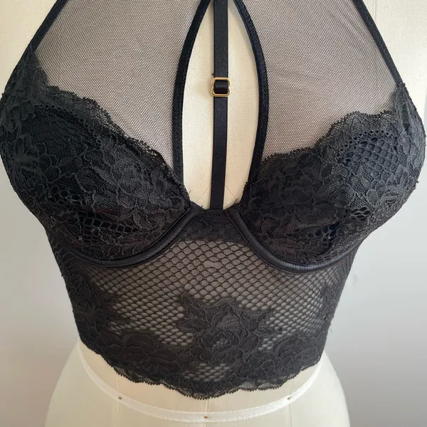 Victorias Secret Very Sexy High Neck Lace Corset Top- Black- Size XS- NWT - Image 5