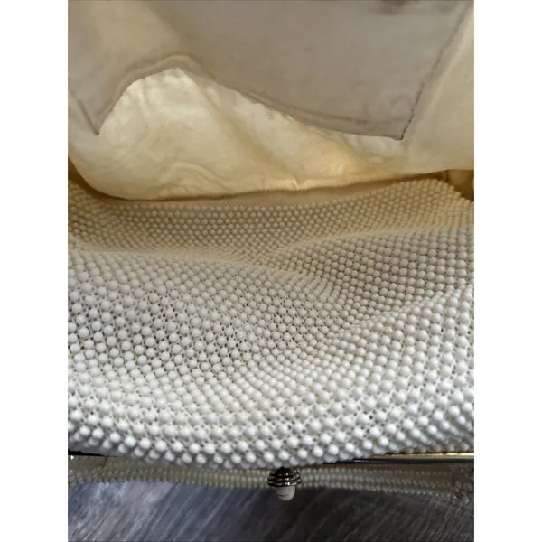 60s Beaded White Handbag Handle Evening Bag Purse USA Two Sided - Image 12