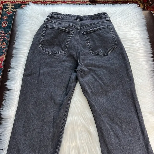Abercrombie Black Curve Love High Rise Ripped Knee Dad Jeans - Image 8
