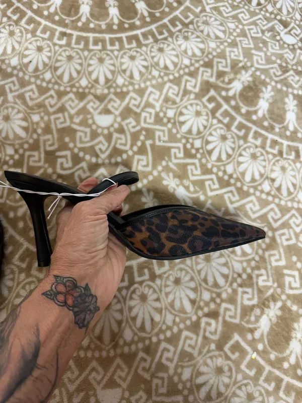 a new day Leopard Pointed Toe Slingback Heels - Brown/Black - Image 5
