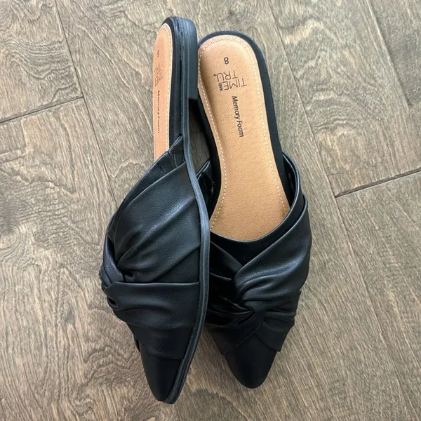 Time and Tru Women's Slip on Woven Twist Black Dress Mules Flats Size 8 - Image 8