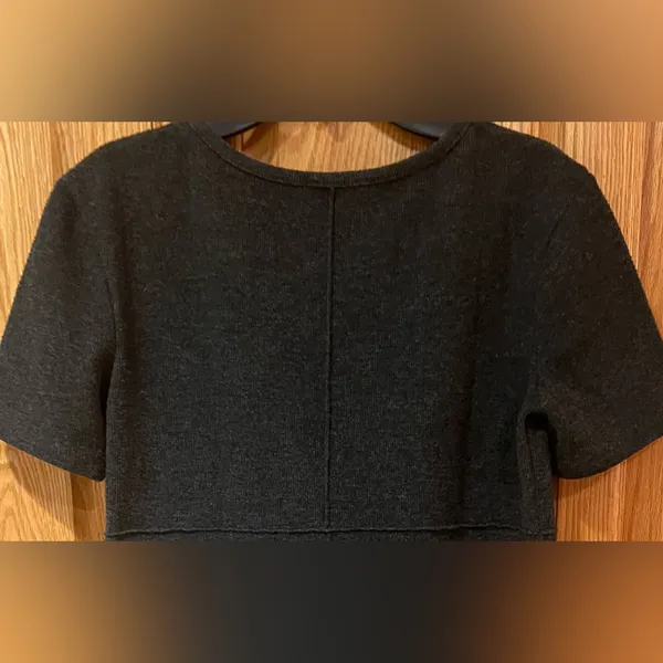ZARA Dark Gray Short‎ Sleeve Crewneck Cotton Blend Soft Mini Dress Size Small - Image 16