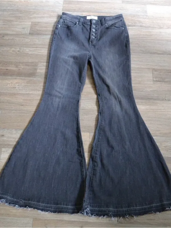 NWOT Free People Irreplaceable Button Front High Waisted Bell Bottom Flare Jean - Image 5