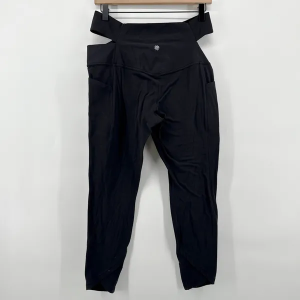 Athleta Salutation Stash Wrap Tight Black High Rise Yoga Leggings Pockets‎ Large - Image 3