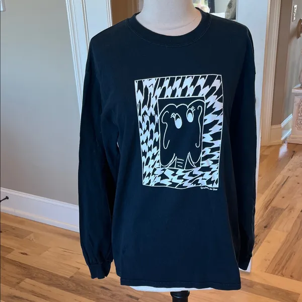 Elephant Long Sleeve Cotton Black T Shirt - Image 2