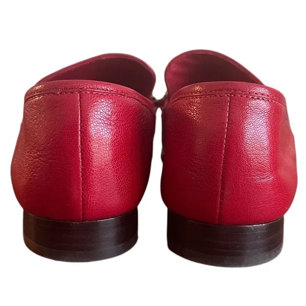 Tory Burch Perrine Loafers Tory Red Leather Square Toe Flats Size 7 - Image 4