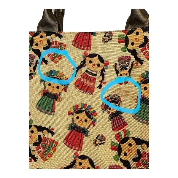 Mexican Doll Tote Bag Womens Medium Tan Brown Multi Folk Art Tapestry Lele‎ Doll - Image 10