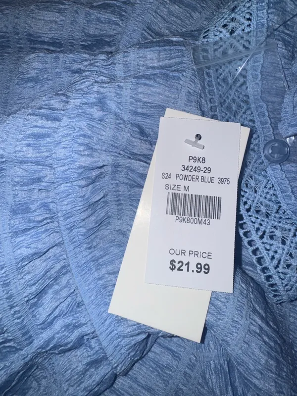 Dalin. Light Blue Blouse Size M - Image 4