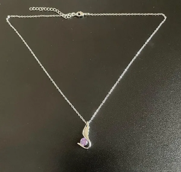 Purple crystal angel wing necklace - Image 8