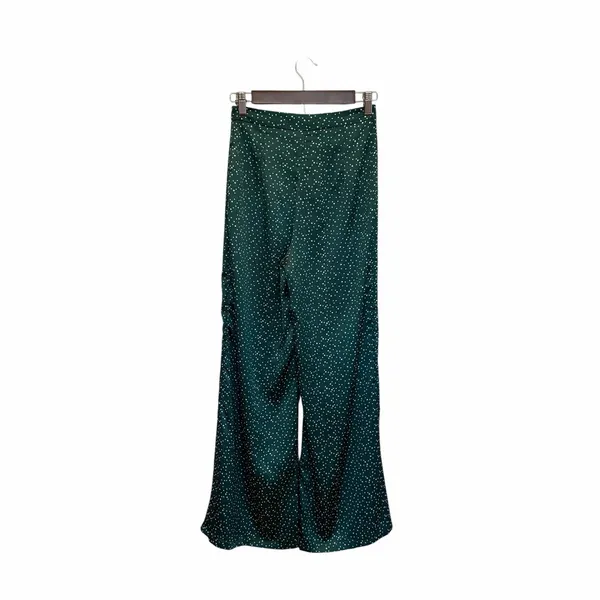 NWT Nasty Gal Green Polka Dot Satin Two Piece Set Crop Top & Wide Leg Pants - Image 4