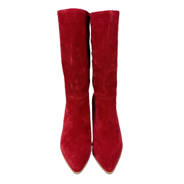 Jeffrey Campbell Free People Senita Mid Stella Slouch‎ Boot Red Suede Size 8 - Image 2