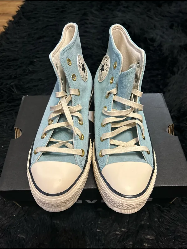 CONVERSE Ctas Lift Hi top blue leather platform lace up shoes sneakers sz 8 new - Image 2