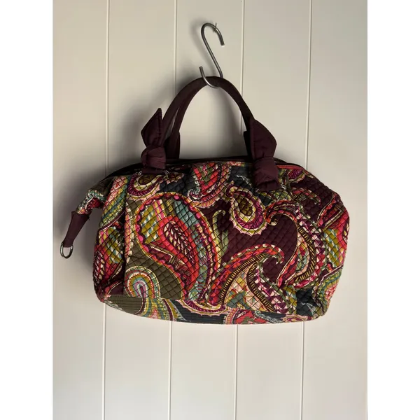 Vera Bradley Mesa Red Gathered Satchel Paisley Quilted Cotton Bag - Image 7